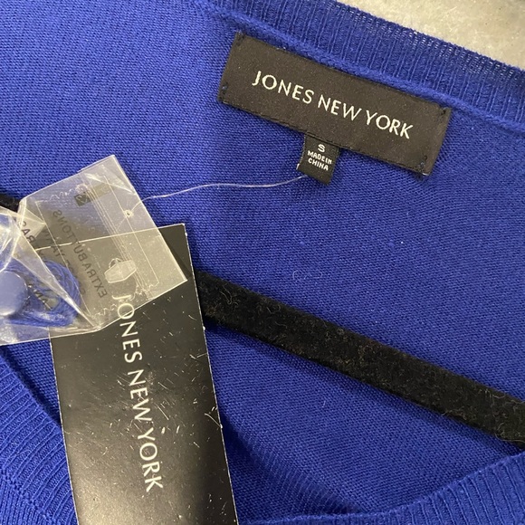 NWT Jones New York Long Leave Royal Blue Silk Blend Knit Button Cardigan Size S - Picture 9 of 10